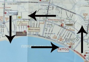 Схема движения транспорта в Паттайе